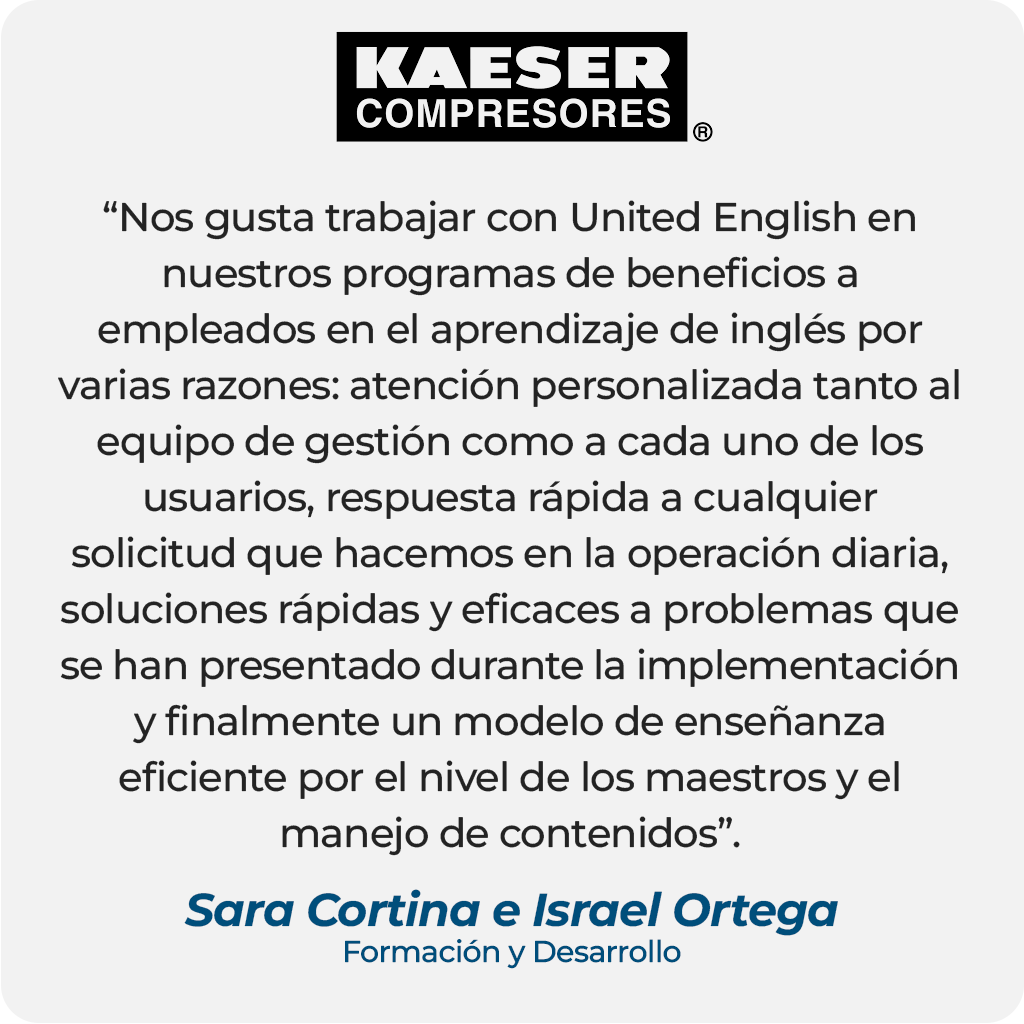 Testimonio de cliente de Sara Cortina and Israel Ortega, Formación y Desarrollo en KAESER COMPRESORES